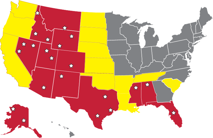 State Fire service area map